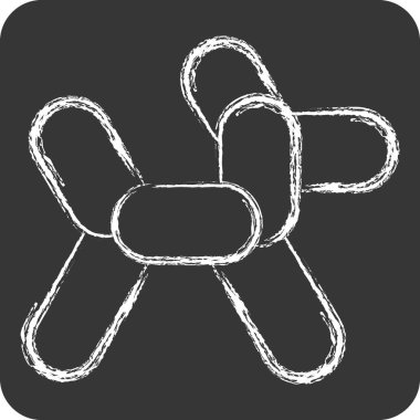 Simge Balon Köpeği. Geçit töreni sembolüyle ilgili. Tebeşir stili. Basit tasarım çizimi