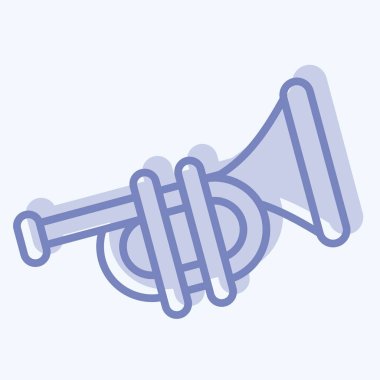 Simge Trompeti. Geçit töreni sembolüyle ilgili. İki ton stili. Basit tasarım çizimi