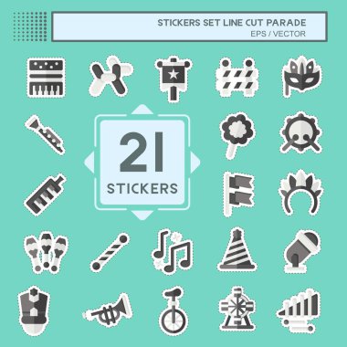 Çıkartma çizgisi kesimi Set Parade. Festival sembolüyle ilgili. Basit tasarım çizimi