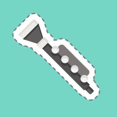 Çıkartma çizgisi Clarnet 'i kesti. Geçit töreni sembolüyle ilgili. Basit tasarım çizimi