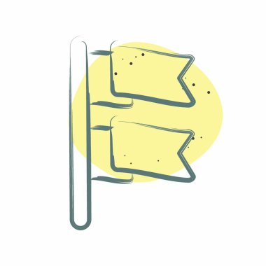 Simge Bayrakları. Geçit töreni sembolüyle ilgili. Renkli Leke Biçimi. Basit tasarım çizimi