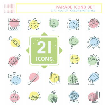 Simge Tanıtım Töreni. Festival sembolüyle ilgili. Renkli Leke Biçimi. Basit tasarım çizimi