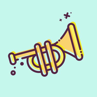 Simge Trompeti. Geçit töreni sembolüyle ilgili. MBE tarzı. Basit tasarım çizimi