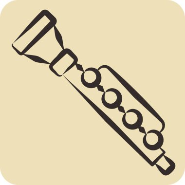 Simge Clarnet. Geçit töreni sembolüyle ilgili. El çizimi tarzı. Basit tasarım çizimi