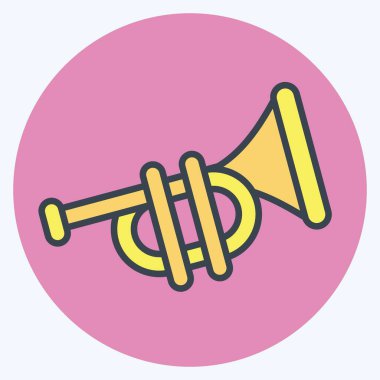 Simge Trompeti. Geçit töreni sembolüyle ilgili. renk arkadaşı stili. Basit tasarım çizimi