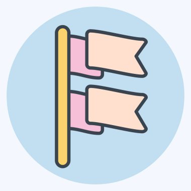 Simge Bayrakları. Geçit töreni sembolüyle ilgili. renk arkadaşı stili. Basit tasarım çizimi