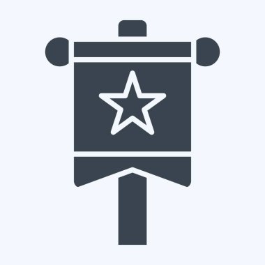 Simge Sancağı. Geçit töreni sembolüyle ilgili. Kabartma tarzı. Basit tasarım çizimi