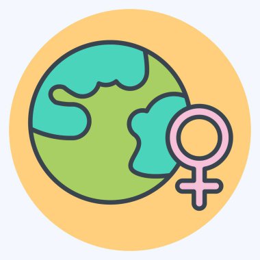 İkon Kadınlar Günü. Kadın Günü sembolüyle ilgili. renk arkadaşı stili. Basit tasarım çizimi