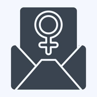 Simge Postası. Kadın Günü sembolüyle ilgili. Kabartma tarzı. Basit tasarım çizimi