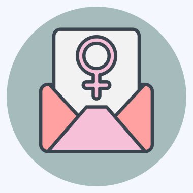 Simge Postası. Kadın Günü sembolüyle ilgili. renk arkadaşı stili. Basit tasarım çizimi