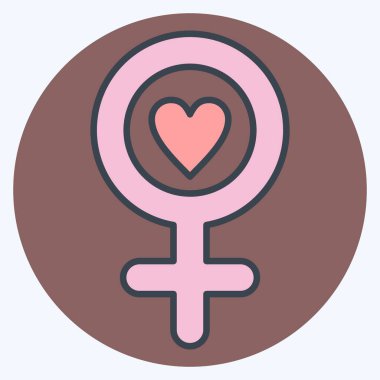 Simge aşkı. Kadın Günü sembolüyle ilgili. renk arkadaşı stili. Basit tasarım çizimi