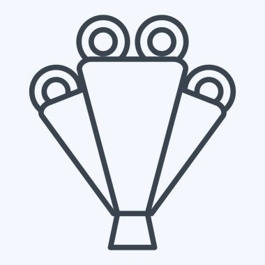 Simge Çiçeği Buketi. Kadın Günü sembolüyle ilgili. Sıra tarzı. Basit tasarım çizimi