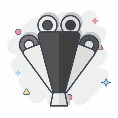 Simge Çiçeği Buketi. Kadın Günü sembolüyle ilgili. Çizgi roman. Basit tasarım çizimi