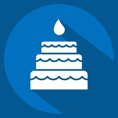 Kek ikonu. Kadın Günü sembolüyle ilgili. Uzun gölge tarzı. Basit tasarım çizimi