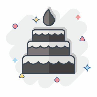 Kek ikonu. Kadın Günü sembolüyle ilgili. Çizgi roman. Basit tasarım çizimi