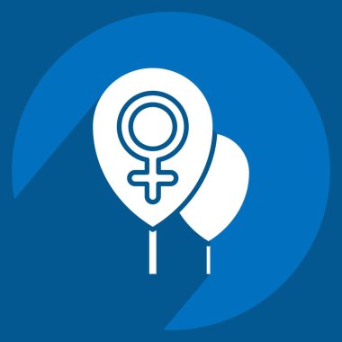 Simge Balonları. Kadın Günü sembolüyle ilgili. Uzun gölge tarzı. Basit tasarım çizimi