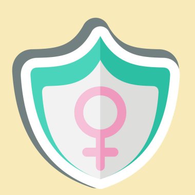 Çıkartma koruması. Kadın Günü sembolüyle ilgili. Basit tasarım çizimi