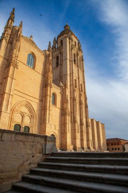 İspanya, Segovia 'nın tarihi merkezinin manzarası. Yüksek kalite fotoğraf