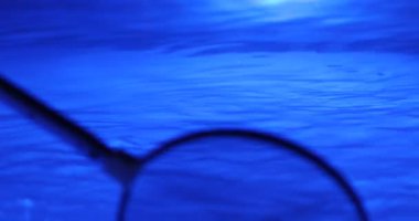 Geceleri RGB ışıklandırmasıyla yüzme havuzu. Yüksek kalite 4k görüntü