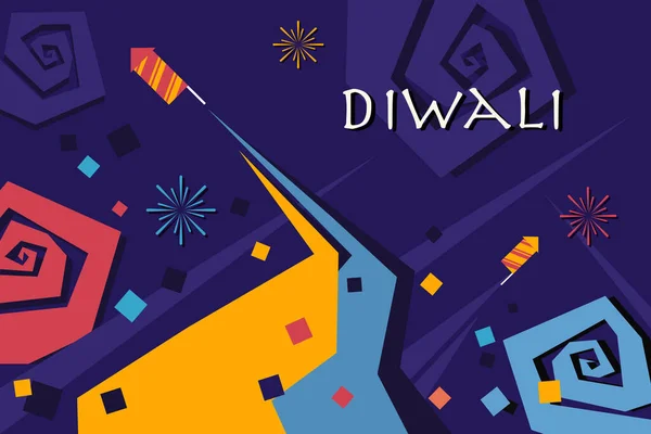 Barevný Diwali Ohňostroj Koncept Pro Festival Diwali Indie — Stockový vektor