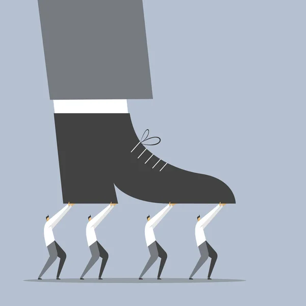 Illustration Einer Gruppe Von Geschäftsleuten Die Einen Riesigen Fuß Die — Stockvektor