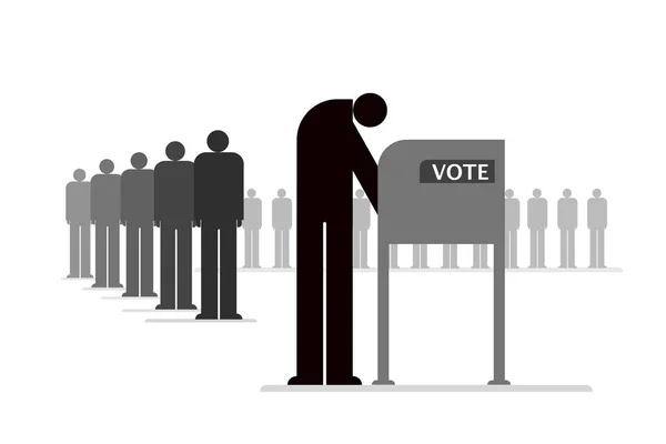 人々のイラストは自分の投票をキャストするために長い列に立つ — ストックベクタ