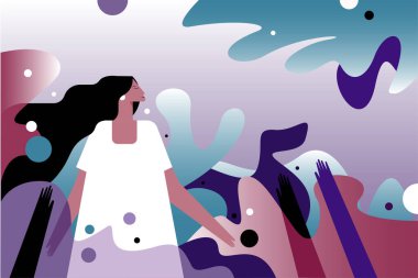 Holi festivalinde renklilerle oynayan bir kadın tasviri