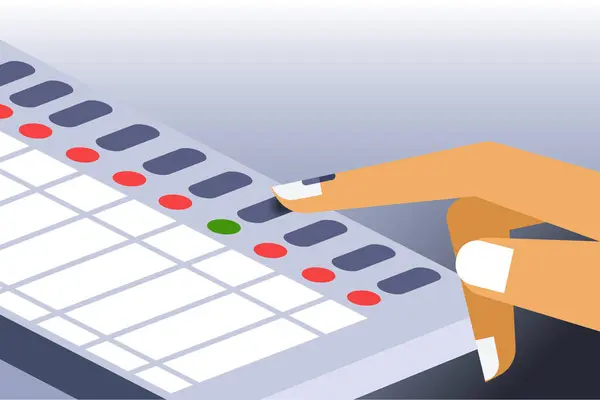 Handabstimmung Einem Elektronischen Abstimmungsgerät — Stockvektor