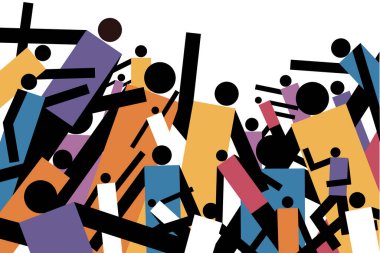 Dinamik çeşitlilik. İnsan enerjisinin renkli çarpışmasını tasvir eden çizimler