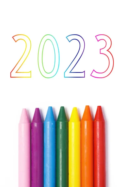 Neues Jahr 2023 Farbiger Regenbogen — Stockfoto