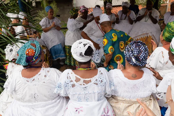 stock image Saubara, Bahia, Brazil - June 12, 2022: Candomble members worshiping at the religious house in Bom Jesus dos Pobre district, Saubara city.