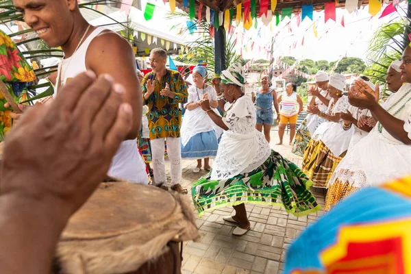 stock image Saubara, Bahia, Brazil - June 12, 2022: Candomble members worshiping at the religious house in Bom Jesus dos Pobre district, Saubara city.