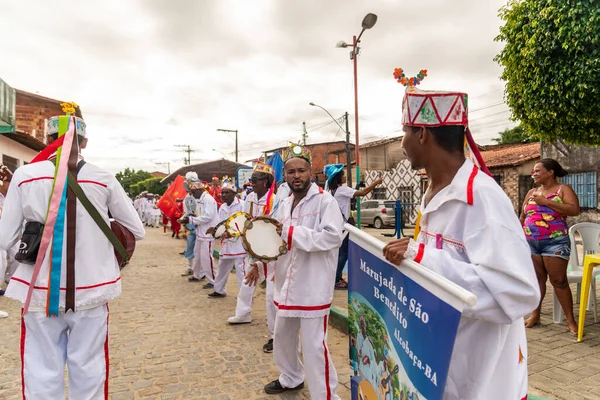 Miembros Del Evento Cultural Encontro Chegancas Saubara Bahía Desfilan Por —  Fotos de Stock
