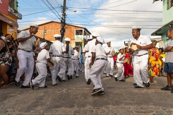 Saubara Bahia Brazylia Sierpnia 2022 Członkowie Grupy Kulturalnej Encontro Chegancas — Zdjęcie stockowe
