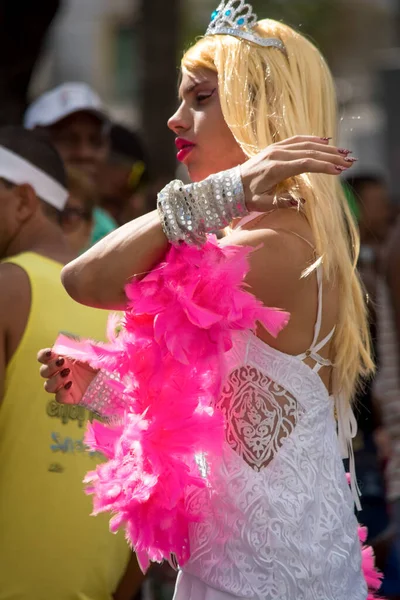 Salvador Bahia Brazylia Września 2016 Osoby Noszące Zwyczaje Podczas Marszu — Zdjęcie stockowe