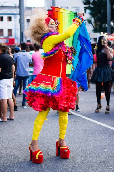 ブラジル バヒア州サルバドール 2016年9月11日 ブラジル サルバドール市でLgbtの権利のために路上行進中に習慣を身に着けている人々 多様性 ジェンダーアイデンティティの概念 — ストック写真