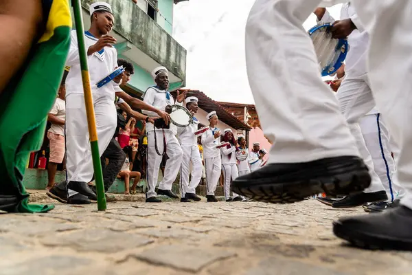 Saubara Bahia Brazylia Sierpnia 2022 Niski Widok Członków Manifestacji Kulturalnej — Zdjęcie stockowe