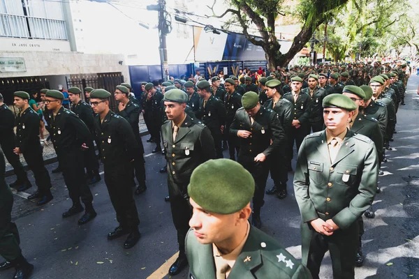Salvador Bahía Brasil Septiembre 2022 Oficiales Militares Brasileños Desfilando Durante — Foto de Stock