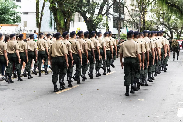 Salvador Bahía Brasil Septiembre 2022 Oficiales Militares Brasileños Desfilando Durante —  Fotos de Stock
