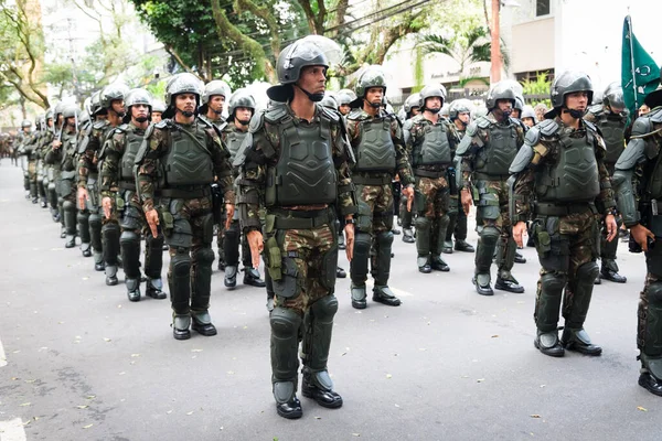 Salvador Bahía Brasil Septiembre 2022 Soldados Del Ejército Brasileño Marchan — Foto de Stock