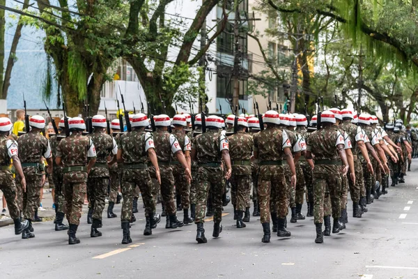 Salvador Bahia Brazil September 2022 Soldiers Army Police Parade Streets — 图库照片