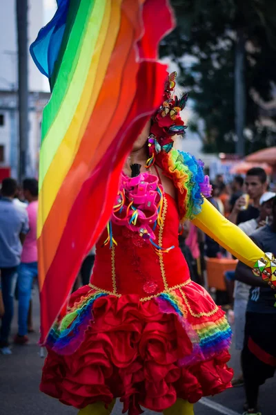 Salvador Bahia Brasil Setembro 2016 Pessoas Vestindo Costumes Durante Marcha — Fotografia de Stock