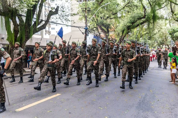 Salvador Bahia Brasile Settembre 2022 Soldati Dell Esercito Brasiliano Marciano — Foto Stock