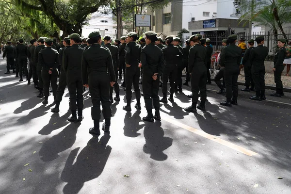 Salvador Bahia Brasil Setembro 2022 Militares Femininas Aguardam Saída Desfile — Fotografia de Stock