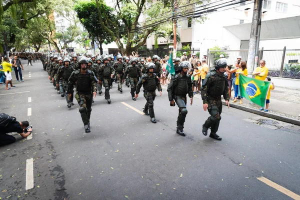 Salvador Bahía Brasil Septiembre 2022 Soldados Del Ejército Brasileño Marchan —  Fotos de Stock
