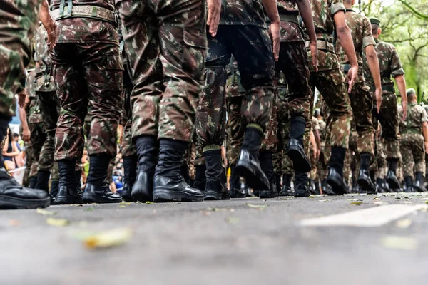 Salvador Bahia Brasil September 2022 Rendah Pandangan Kaki Tentara Brasil — Stok Foto
