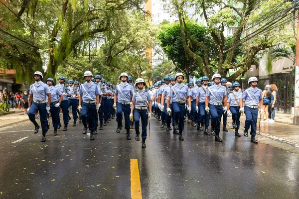 Salvador Bahia Brazílie Září 2022 Brazilští Vojenští Důstojníci Jsou Viděni — Stock fotografie