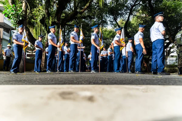 Salvador Bahia Brazylia Września 2022 Widok Boku Żołnierzy Aeronautyki Stojących — Zdjęcie stockowe