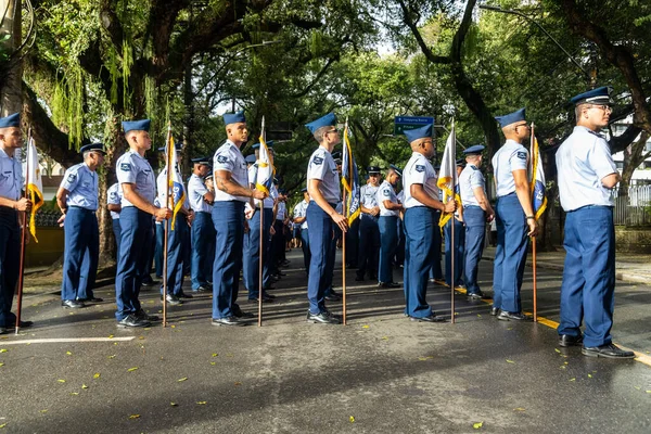 Salvador Bahia Brazília Szeptember 2022 Side View Aeronautics Soldiers Standing — Stock Fotó