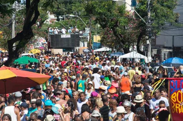 Salvador Bahia Brazylia Lutego 2016 Tłumy Ludzi Stoją Elektrycznym Trio — Zdjęcie stockowe
